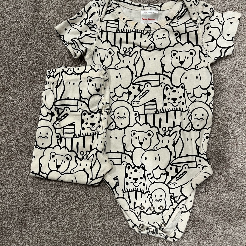 Hanna Andersson Black and White Animal Print Onesie and Pants